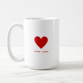 Taza De Café Corazón Rojo Minimalista Moderno para Parejas Pers