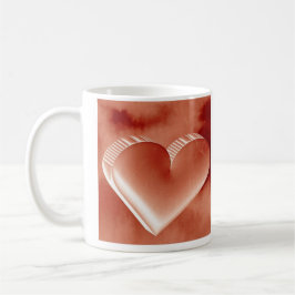 Taza De Café Corazón rojo para parejas románticas 3D Watercolor