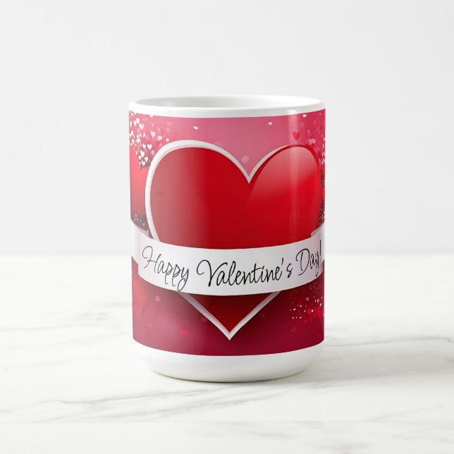 Taza De Café Corazón rojo romántico "Feliz Día de San Valentín" (Centro)