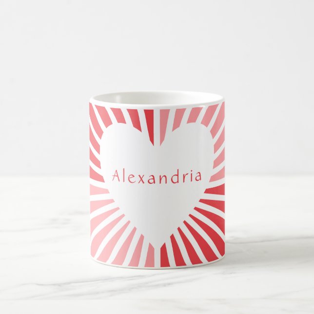 Taza De Café Corazón rojo rosa personalizado (Centro)