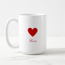 Taza De Café Corazón Rojo Simple Personalizado Amor