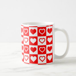 Taza De Café Corazón rojo y blanco