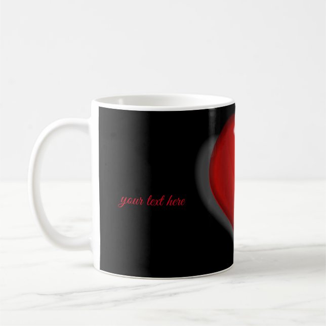 Taza De Café Corazón rojo y negro personalizado (Izquierda)