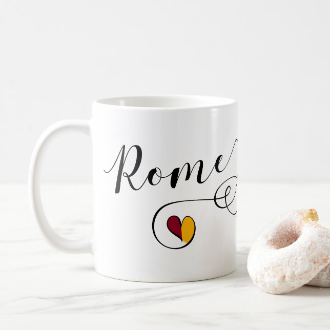 Taza De Café Corazón Roma, Roma, Italia (Con donut)