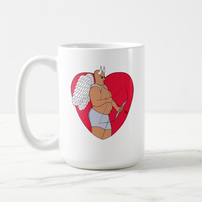Taza De Café Corazón romántico con un cupido inusual (Izquierda)
