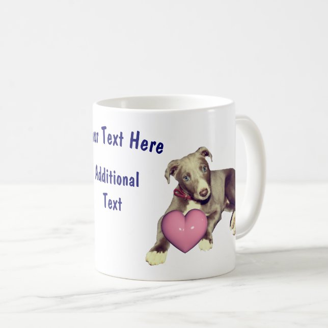 Taza De Café Corazón rosa lechoso personalizado (Anverso derecho)