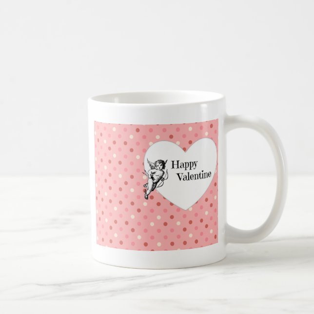 Taza De Café Corazón rosa Pastel Valentine cupido (Derecha)