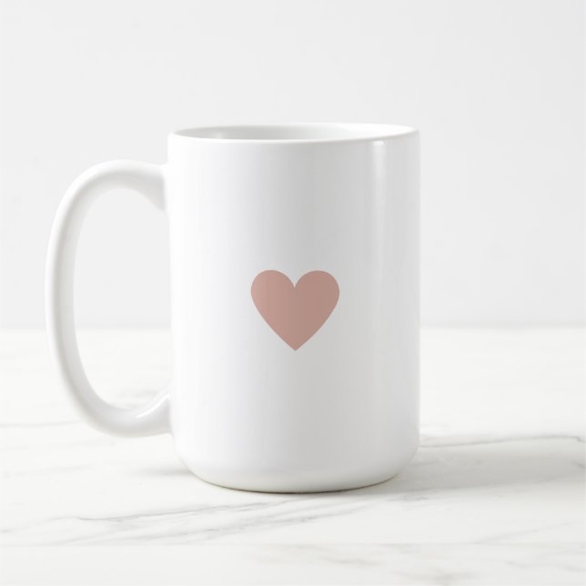 Taza De Café Corazón Rosa Simple Personalizado (Izquierda)