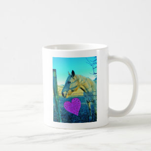 Taza De Café Corazón rosa y caballo amarillo