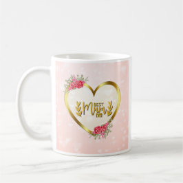 Taza De Café Corazón rosa y corazón dorado para la mejor Mamá d