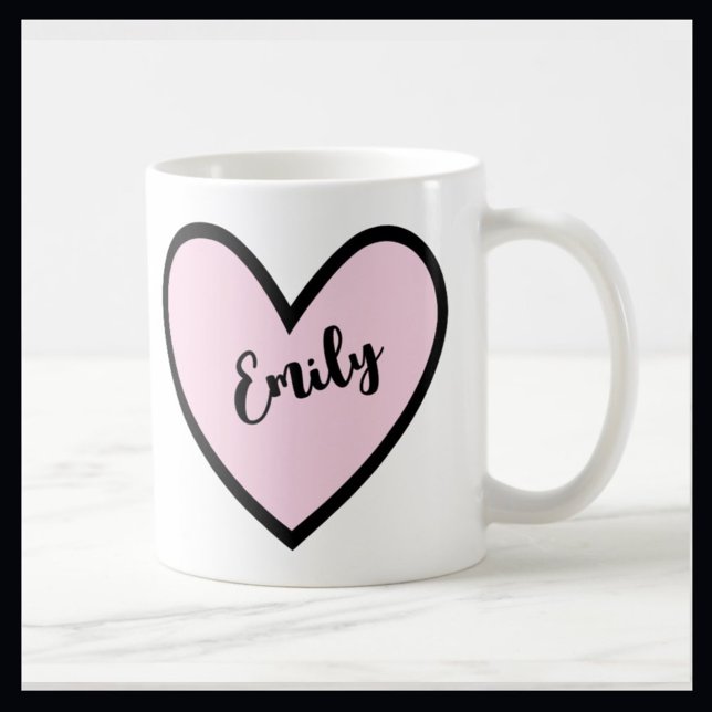 Taza De Café Corazón rosa y negro (Subido por el creador)