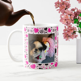 Taza De Café Corazón rosa y negro lindo perro te amo