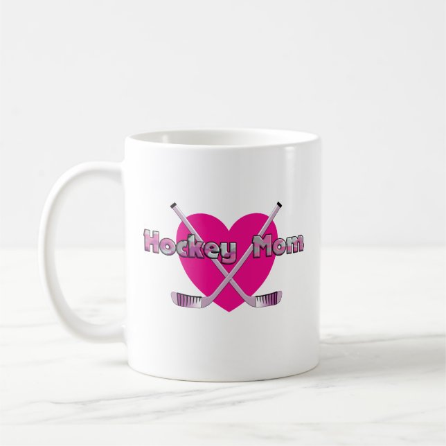 Taza De Café Corazón rosado de hockey para mamá (Izquierda)