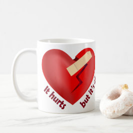 Taza De Café Corazón roto sanado con parche y cita de vida