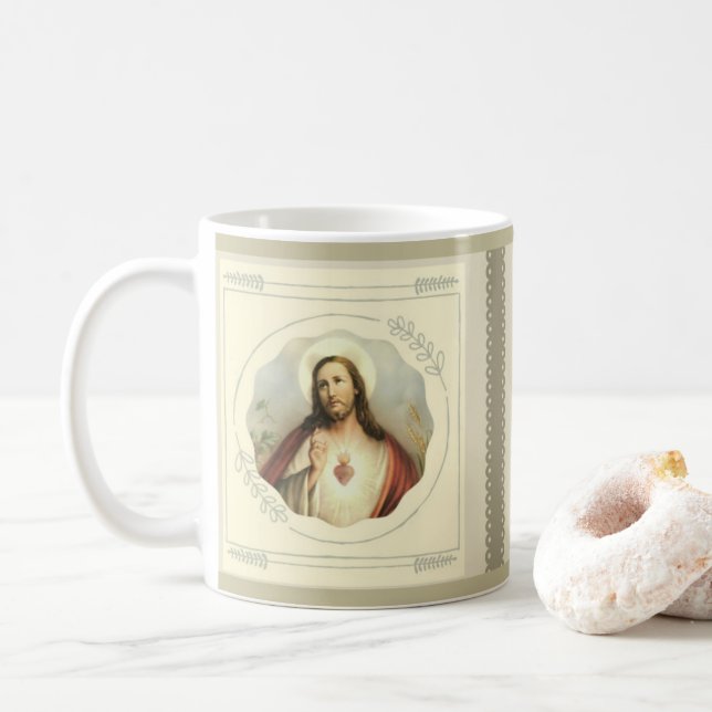 Taza De Café Corazón sagrado de Jesús (Con donut)