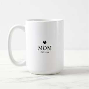 Taza De Café Corazón Simple Año Establecido Mamá