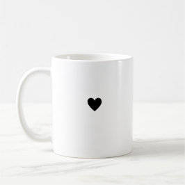 Taza De Café Corazón Simple Negro Blanco Moderno Minimalista Ch