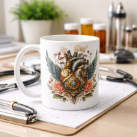 Corazón Steampunk con alas y rosas