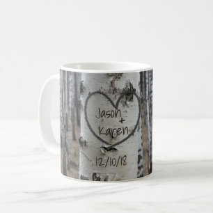 Taza De Café Corazón Tallado Rústico Personalizado del País