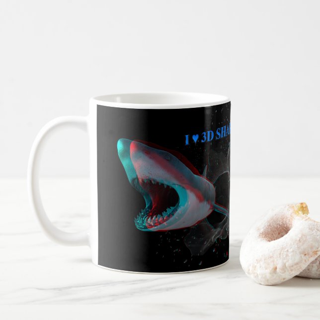 Taza De Café Corazón tiburones 3D (Con donut)