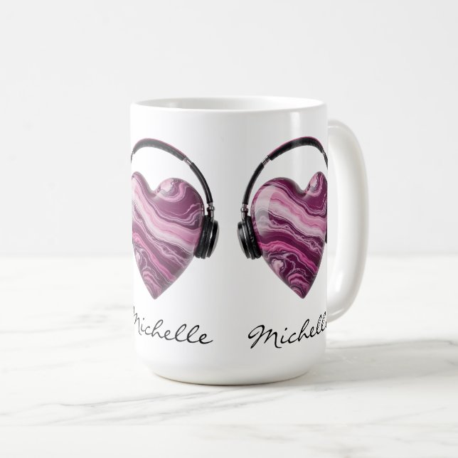Taza De Café Corazón y audífonos personalizados (Anverso derecho)