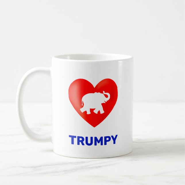 Taza De Café Corazón y elefante Trumpy editable (Izquierda)