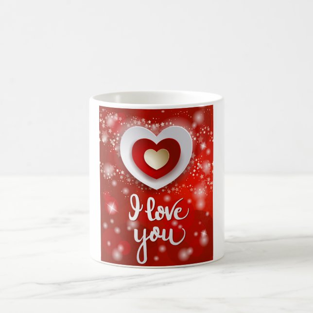Taza De Café Corazón y estrellas en rojo (Centro)