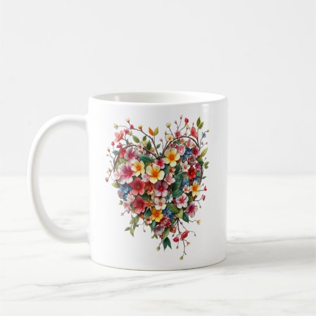 Taza De Café Corazón y flores de cerdo, Valetine (Izquierda)