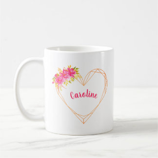 Taza De Café Corazón y flores personalizadas Mug romántica