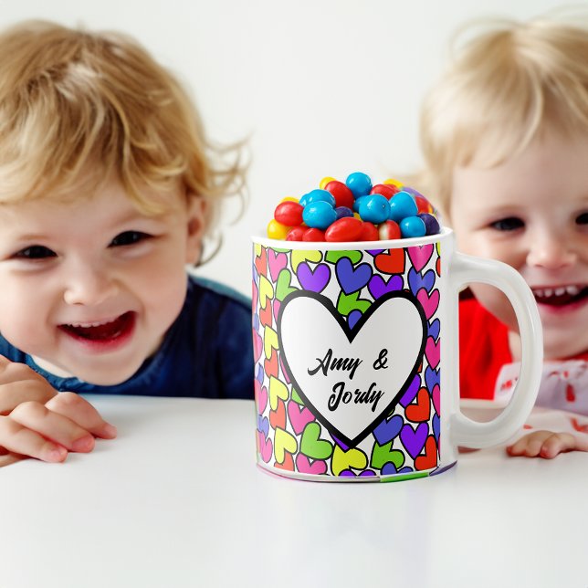Taza De Café Corazones arcoiris (Subido por el creador)