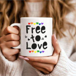 Taza de café corazones arcoíris orgullo para amar