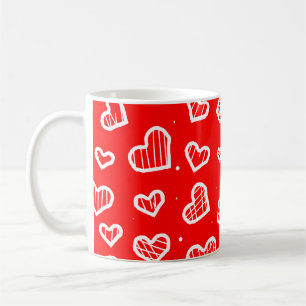 Taza De Café Corazones Artísticos Patrón Continuo sobre Fondo R