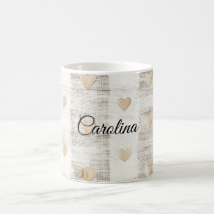 Taza De Café Corazones beige beige blanco crema