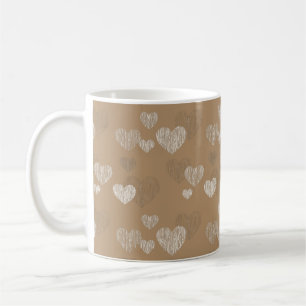 Taza De Café Corazones blancos a rayas en café helado