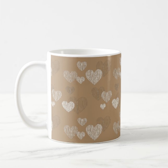 Taza De Café Corazones blancos a rayas en café helado (Izquierda)