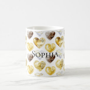 Taza De Café Corazones blancos de oro de chocolate