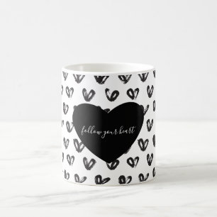 Taza De Café Corazones blancos negros