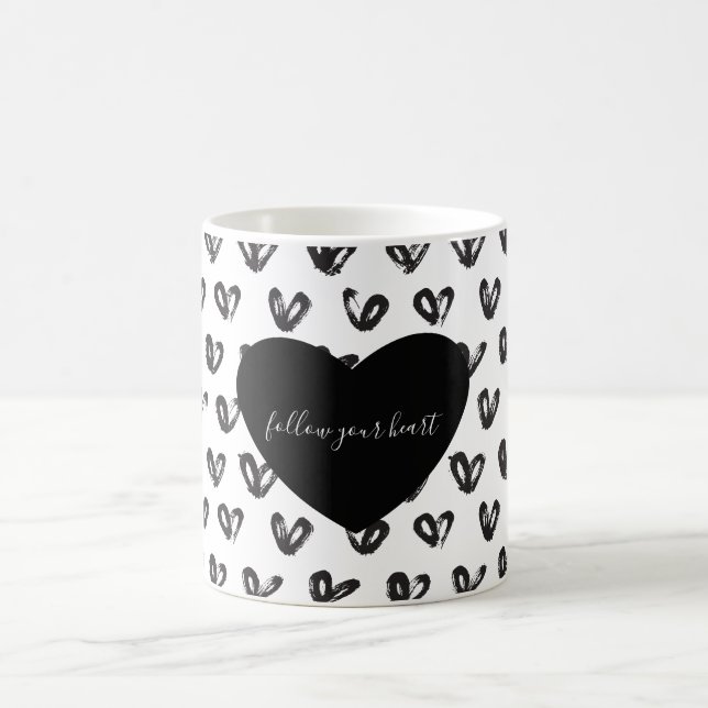 Taza De Café Corazones blancos negros (Centro)