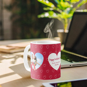 Taza De Café Corazones blancos rojos foto Día de San Valentín