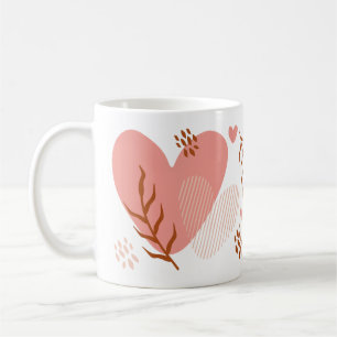 Taza De Café Corazones Botánicos Rosados Lindos para el Día de