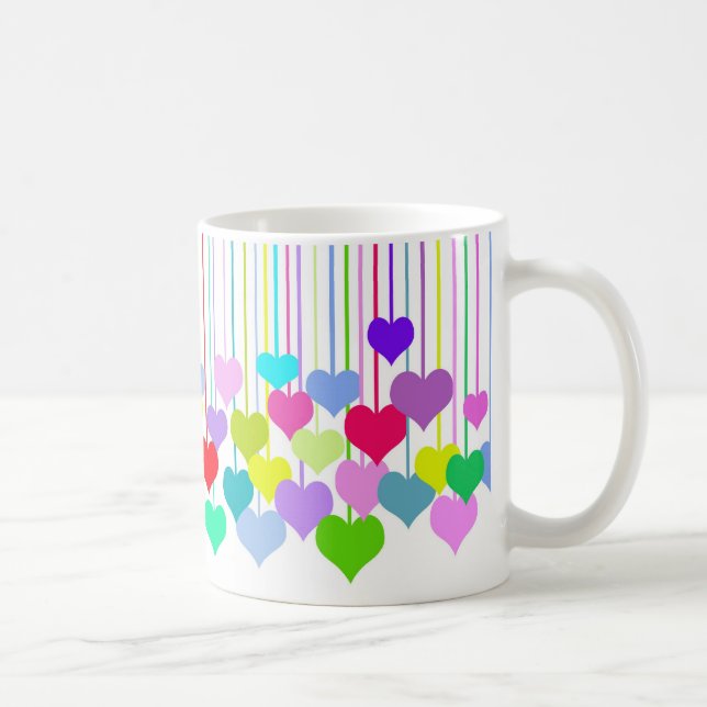 Taza De Café Corazones colgantes en blanco (Derecha)