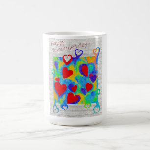 Taza De Café Corazones coloridos modernos pintando - Día de San