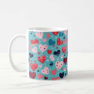 Taza De Café Corazones Coloridos Patrón Lindo