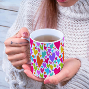 Taza De Café Corazones coloridos ruidosos y románticos Valentin