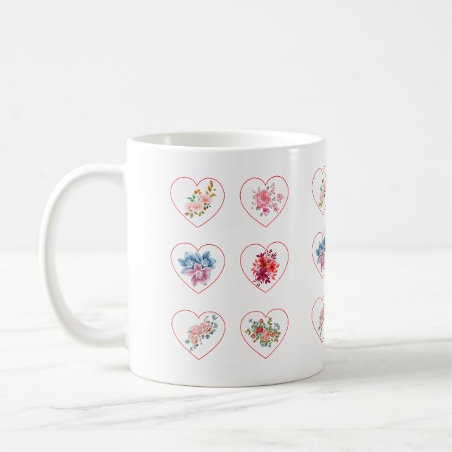 Taza De Café Corazones con flores (Izquierda)