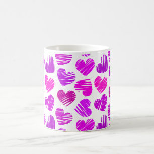 Taza De Café Corazones con garganta morada y rosa modernos Vale