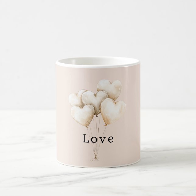 Taza De Café Corazones Cremas Rosadas Globos Amor (Centro)