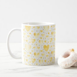 Taza De Café Corazones de Acuarela Dorados Soleados