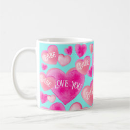 Taza De Café Corazones de acuarela y dulces notas de Love Mug W
