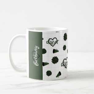 Taza De Café Corazones de Alegre Verde Forestal, Pom Poms, Megá